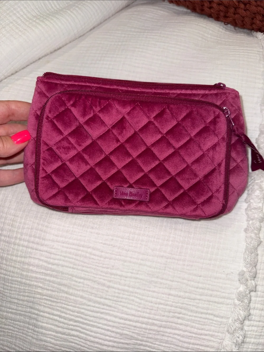 Vera Bradley Velvet Quilted Cosmetic Bag in Plum